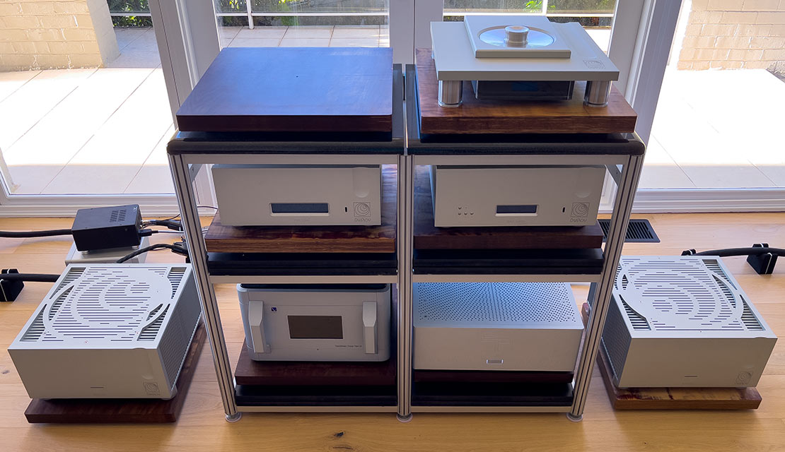 Close up of the high end hi-fi audio rack